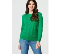 Izabel London Floral Gemstone Embellished Jumper - Green - 14