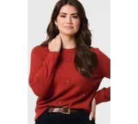 Izabel London Floral Gemstone Embellished Jumper In Orange Orange 14