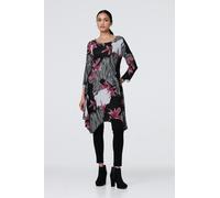 Izabel London Floral Hanky Hem Tunic Dress - Black - 10