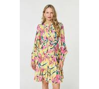 Izabel London Floral High Neck Long Sleeve Short Dress - 14 - Yellow