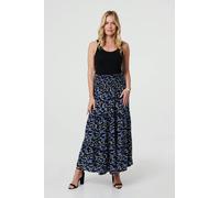 Izabel London Floral High Waist Shirred Maxi Skirt for Women UK with a Relaxed fit and an Elasticated Waistband.