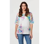 Izabel London Floral Knit Textured Relaxed Top - M - White