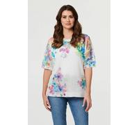 Izabel London Women's Floral Knit Textured Relaxed Top in White | Size: Medium