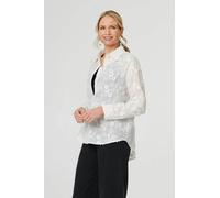 Izabel London Floral Lace Embroidered Semi Sheer Shirt - 16 - White