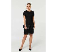 Izabel London Floral Lace Layer Knee Length Dress - 8 - Black