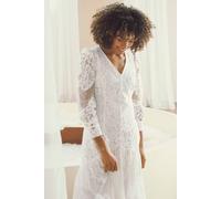 Izabel London Floral Lace Layer Long Sleeve Maxi Dress - White - 10