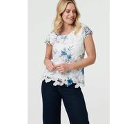 Izabel London Floral Lace Layered Frilled Blouse Top - 18 - White