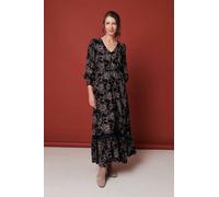 Izabel London Floral Lace Long Sleeve Maxi Dress - 12 - Navy