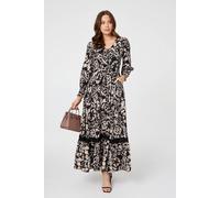Izabel London Floral Lace Trim Long Sleeve Maxi Dress Multi