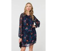 Izabel London Floral Layered Long Sleeve Short Dress In Blue Blue 10
