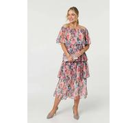 Izabel London Floral Layered Tiered Maxi Dress In Pink Pink