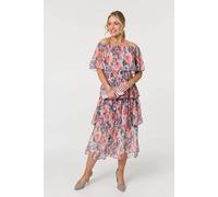 Izabel London Floral Layered Tiered Maxi Dress - 8 - Pink