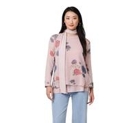 Izabel London Floral Layered Tunic Top for Women UK with Scarf, a Round Neck and Long Sleeves. Pink