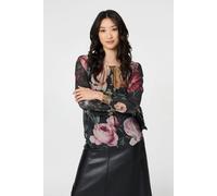 Izabel London Women's Floral Long Puff Sleeve Pleated Blouse | Size: 12 Izabel London Multicolor 12