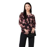 Izabel London Ditsy Floral Puff Sleeve Blouse for Women UK with Round Neck, 1/2 Sleeves and Hip Length Hem