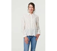 Izabel London Floral Long Sleeve Embroidered Shirt - 8 - White