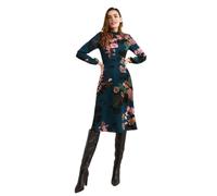 Izabel London Floral Long Sleeve High Neck Midi Dress for Women UK with an a-line Shape and a Keyhole Back.