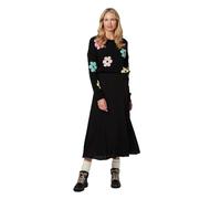 Izabel London Floral Long Sleeve Knit Pullover for Women UK with Round Neck, Long Sleeves and Hip Length Hem. Black