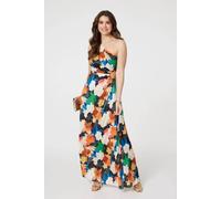 Izabel London Women's Floral One-Shoulder Pleated Maxi Dress in Orange | Size: Large Izabel London Orange L