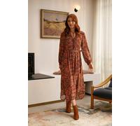Izabel London Floral Paisley Semi Sheer Midi Dress - Rust - 16