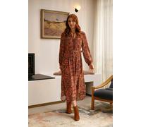 Floral Paisley Semi Sheer Midi Dress Izabel London Red 8
