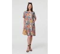 Izabel London Floral Patchwork Knee Length Shift Dress - 8 - Blue