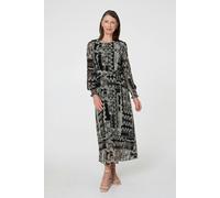 Izabel London Floral Patchwork Print Long Dress - Black - 10