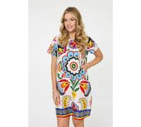 Izabel London Floral Print Knee Length Shift Dress - 10 - White