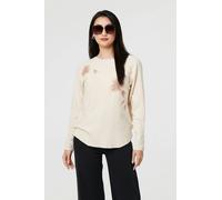 Izabel London Floral Relaxed Batwing Sleeve Jumper - M/L - Beige