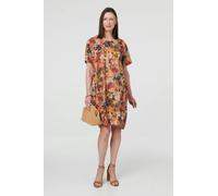 Izabel London Floral Relaxed Knee Length Shift Dress - 16 - Orange