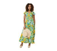 Izabel London Floral Ruched Cap Sleeve Maxi Dress - Green - 8