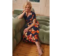 Izabel London Floral Ruched Waist Maxi Dress - Red - 14