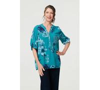 Izabel London Floral Sequin Detail 3/4 Sleeve Blouse - 14 - Blue
