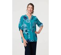 Izabel London Floral Sequin Detail 3/4 Sleeve Blouse - 8 - Blue