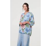 Izabel London Floral Sequin Embellished Relaxed Blouse - 14 - Light Blue