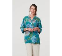 Izabel London Floral Sequin Embellished Relaxed Blouse - 10 - Teal