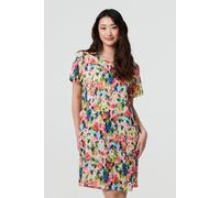 Izabel London Floral Short Sleeve Shift Short Dress - Pink - 12