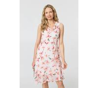 Izabel London Floral Sleeveless Knee Length Dress - 8 - Pink