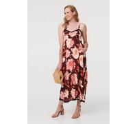 Izabel London Women's Floral Sleeveless Lace Trim Maxi Dress in Red | Size: 14