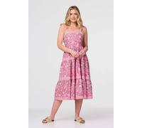 Izabel London Women's Floral Sleeveless Tiered Sun Dress in Pink | Size: 12 Izabel London Pink 12