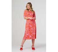 Izabel London Floral Smocked Detail Midi Dress - Orange - S