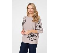 Izabel London Women's Floral Sparkle Batwing Sleeve Jumper in Beige | Size: 14 Izabel London Beige 14