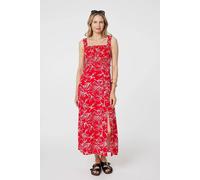 Izabel London Floral Square Neck Midi Sun Dress In Red Red 18