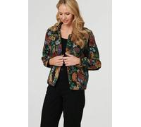 Izabel London Floral Textured Long Sleeve Jacket - 10 - Black