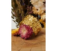 Izabel London Floral Textured Metallic Wide Bracelet