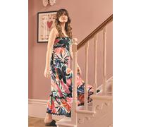 Izabel London Floral Wave Trim Sleeveless Maxi Dress - Black - 14