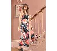 Izabel London Floral Wave Trim Sleeveless Maxi Dress In Black Black 14