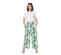 Izabel London Floral Wide Leg Elasticated Waist Trousers for Women UK with Pockets and Ankle-Length Relaxed fit. Green