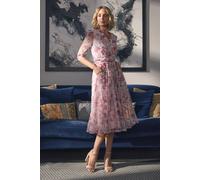 Izabel London Floral Wrap Front Tea Dress In Red Red 20