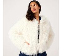 Izabel London Fluffy Faux Fur Jacket IVORY SIZE 12